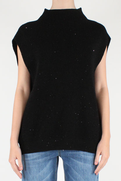Gilet Over con Micro Paillettes