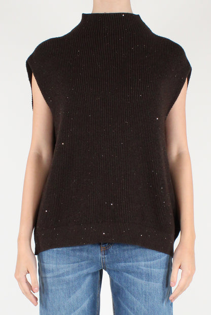 Gilet Over con Micro Paillettes