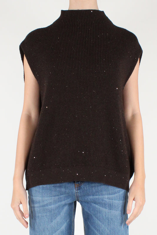 Gilet Over con Micro Paillettes
