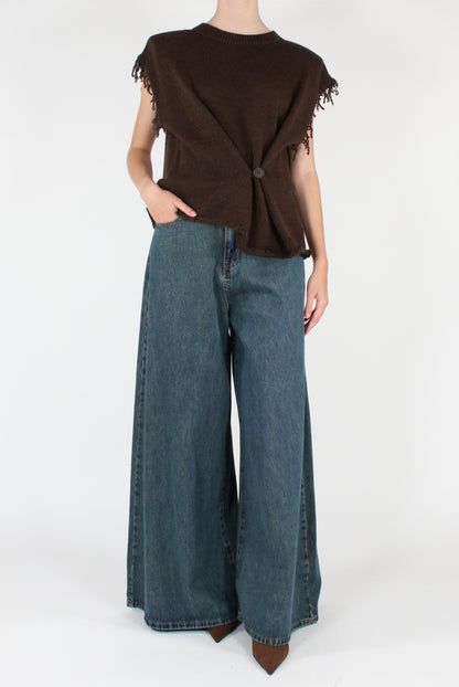 Gilet Girocollo con Bottone
