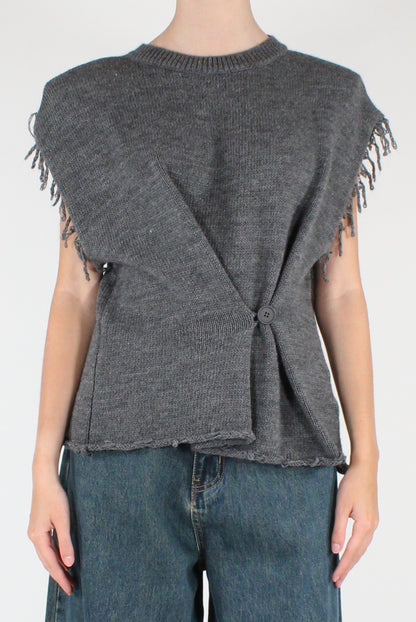 Gilet Girocollo con Bottone