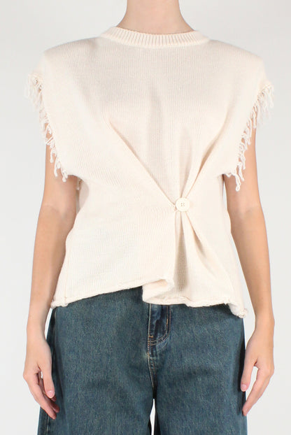 Gilet Girocollo con Bottone