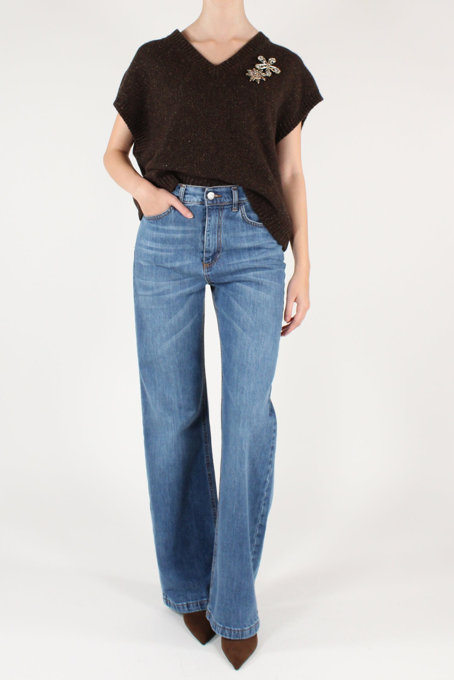 Gilet Misto Lana con Spille