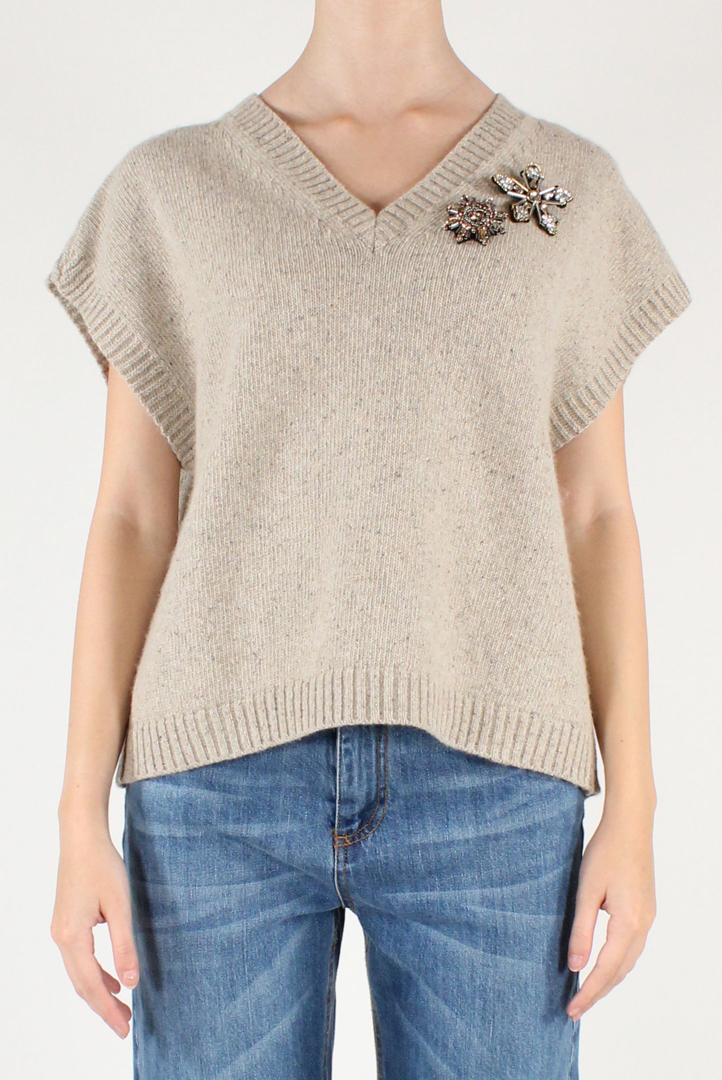 Gilet Misto Lana con Spille