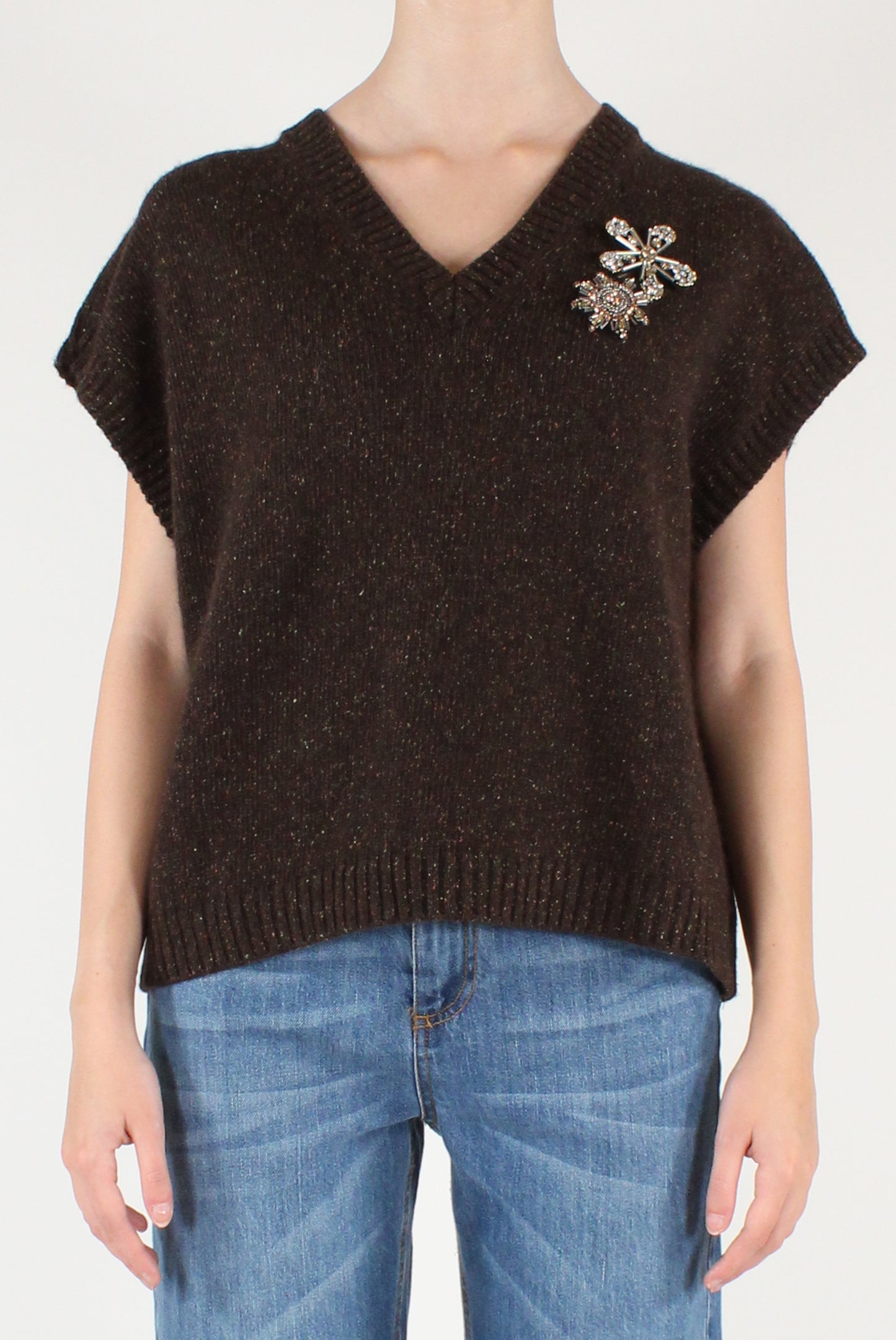 Gilet Misto Lana con Spille