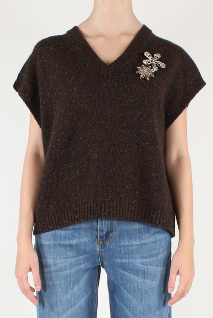 Gilet Misto Lana con Spille