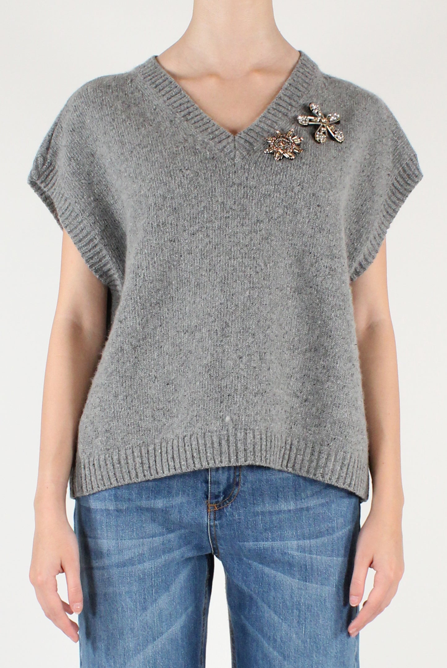 Gilet Misto Lana con Spille