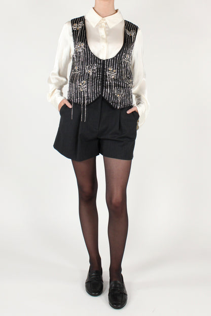 Gilet con Strass e Perline