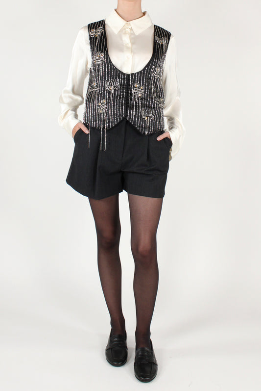 Gilet con Strass e Perline
