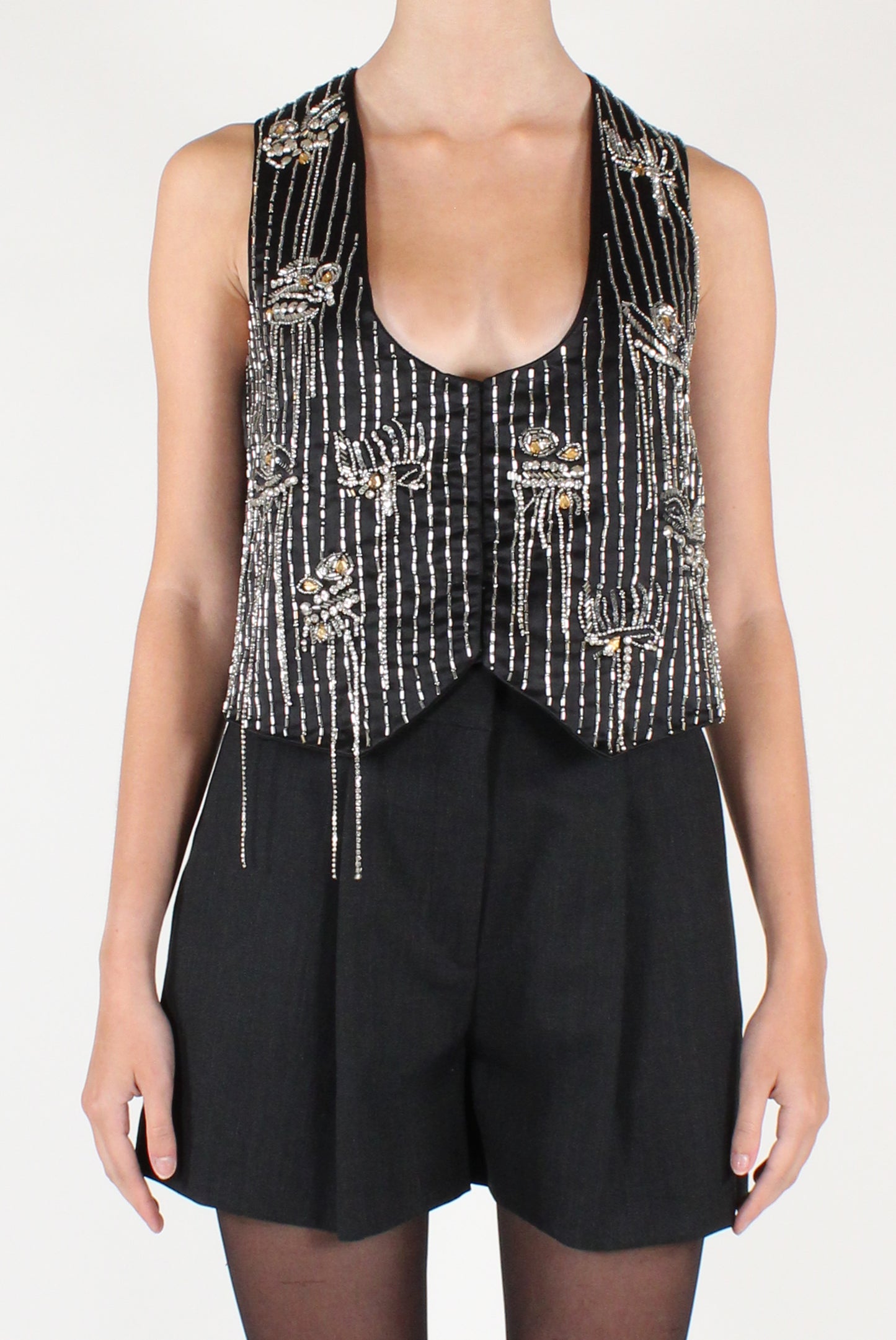 Gilet con Strass e Perline