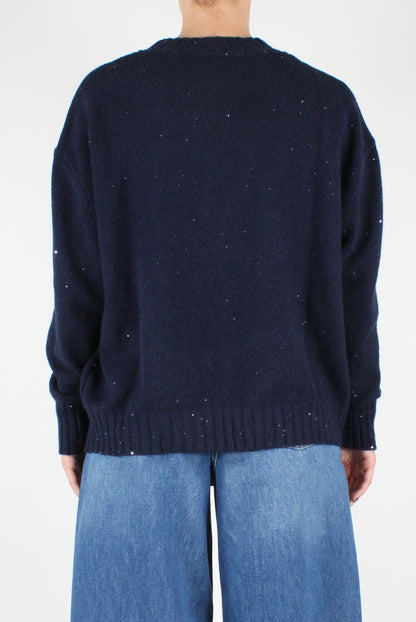 Maglione Girocollo con Micro Paillettes