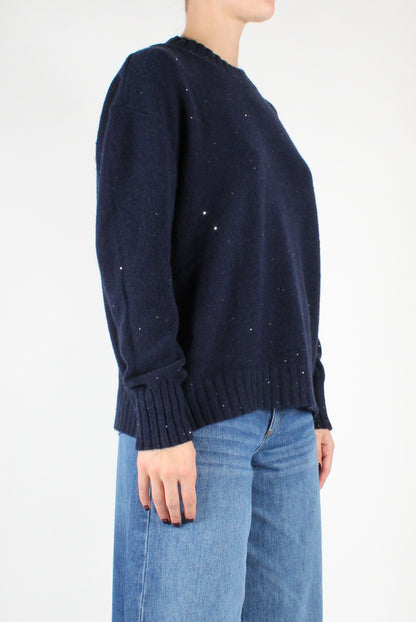 Maglione Girocollo con Micro Paillettes