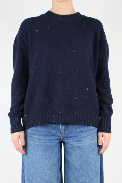 Maglione Girocollo con Micro Paillettes