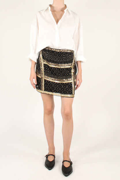 Minigonna Ricamata con Perline e Paillettes