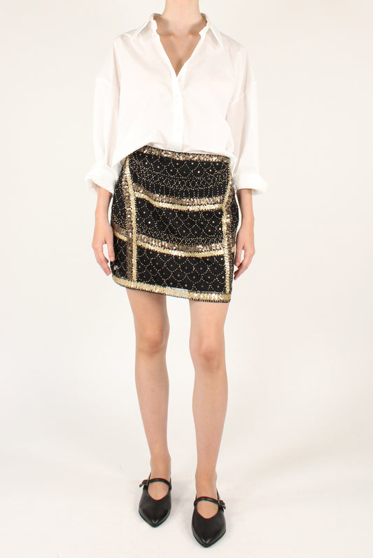 Minigonna Ricamata con Perline e Paillettes