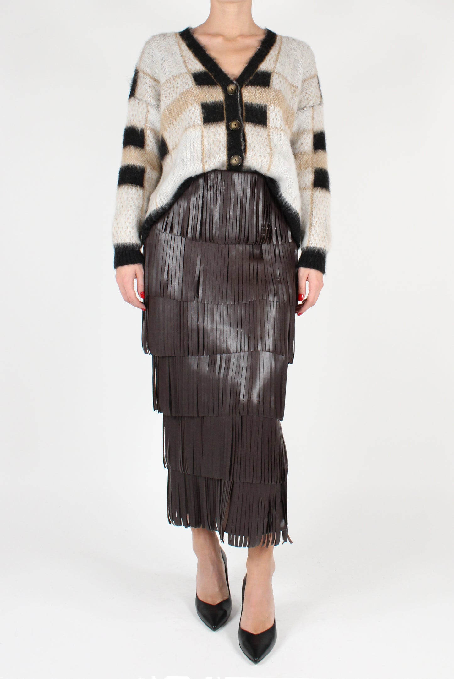 Pencil Skirt with Fringes