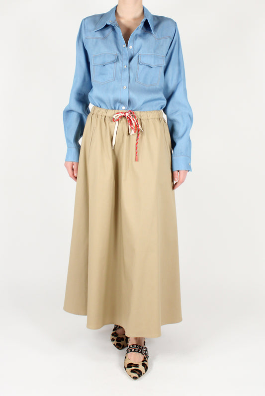 Long Circle Skirt with Double Drawstring