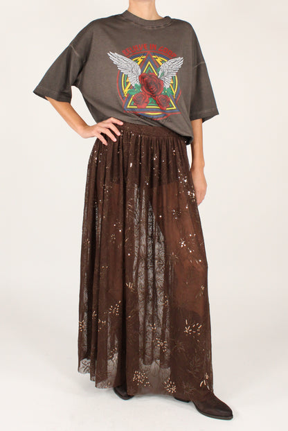 Gonna Lunga Ricami Floreali e Paillettes