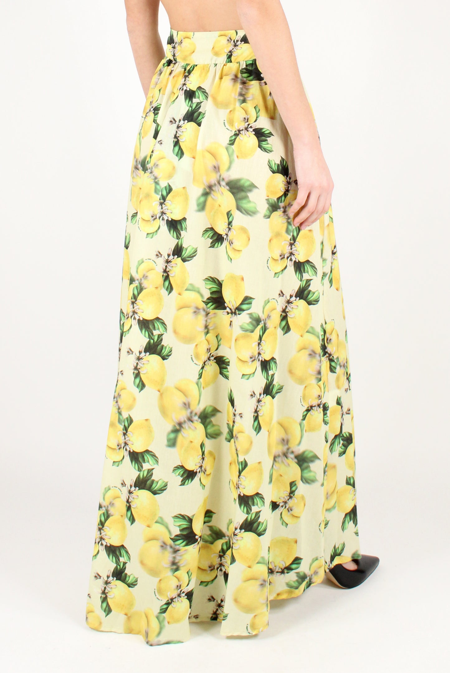 Long Flared Skirt with Lemon Print