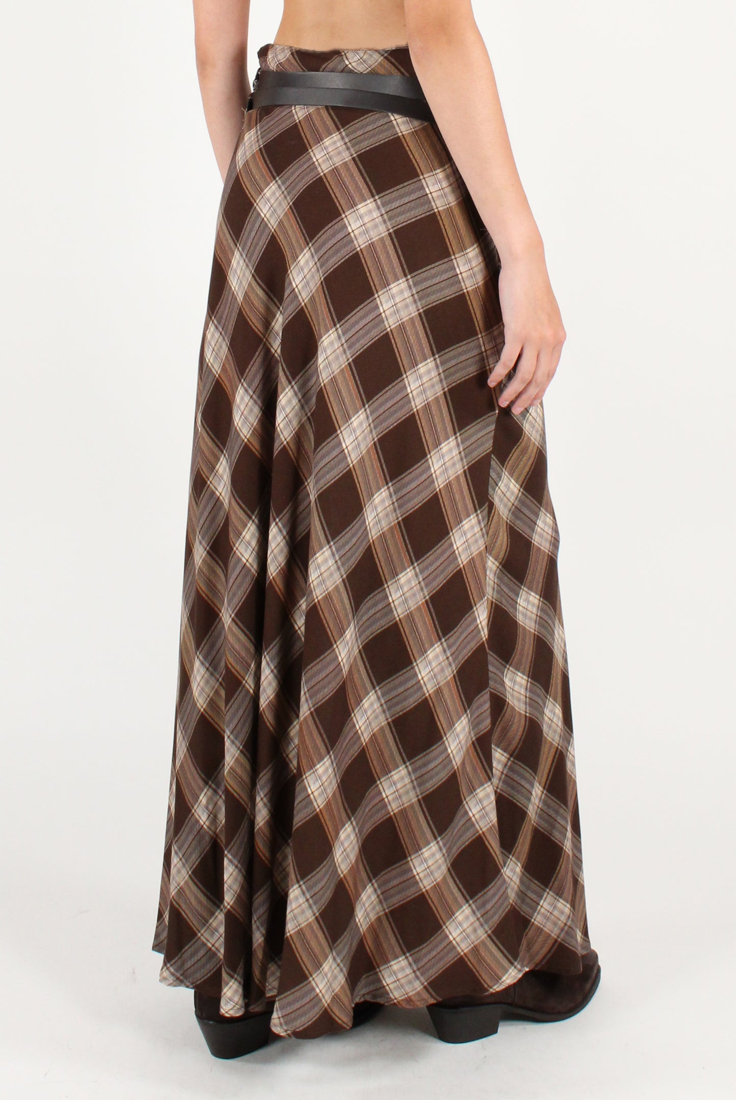 Gonna Lunga in Tartan con Doppia Cintura