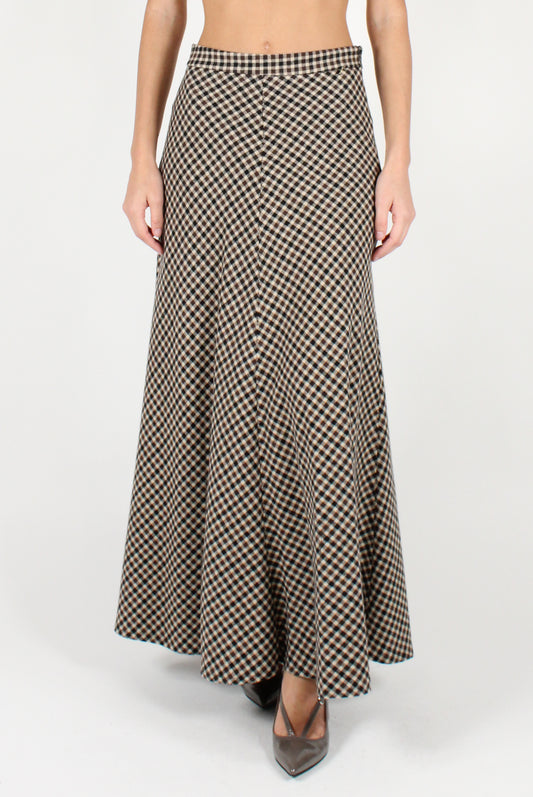 Long Checkered Skirt