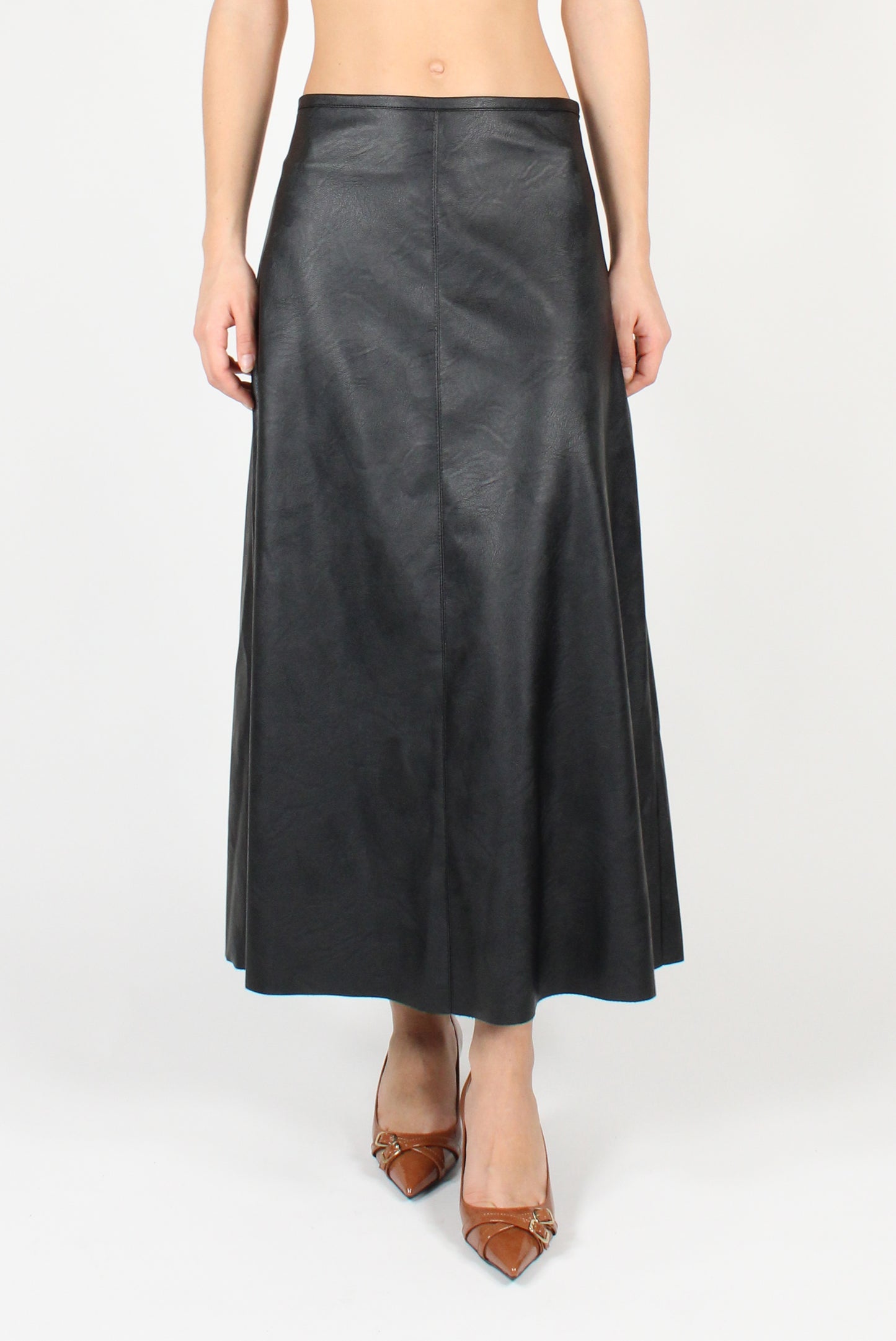 Faux Leather Midi Skirt