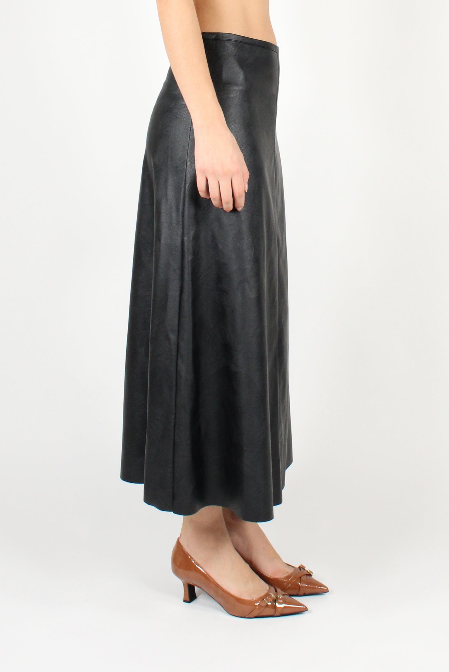 Faux Leather Midi Skirt