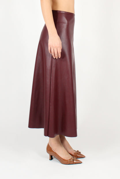 Smooth Faux Leather Midi Skirt 