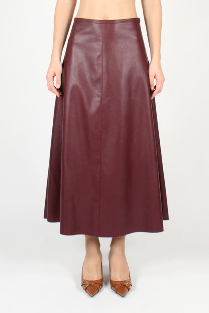 Smooth Faux Leather Midi Skirt 