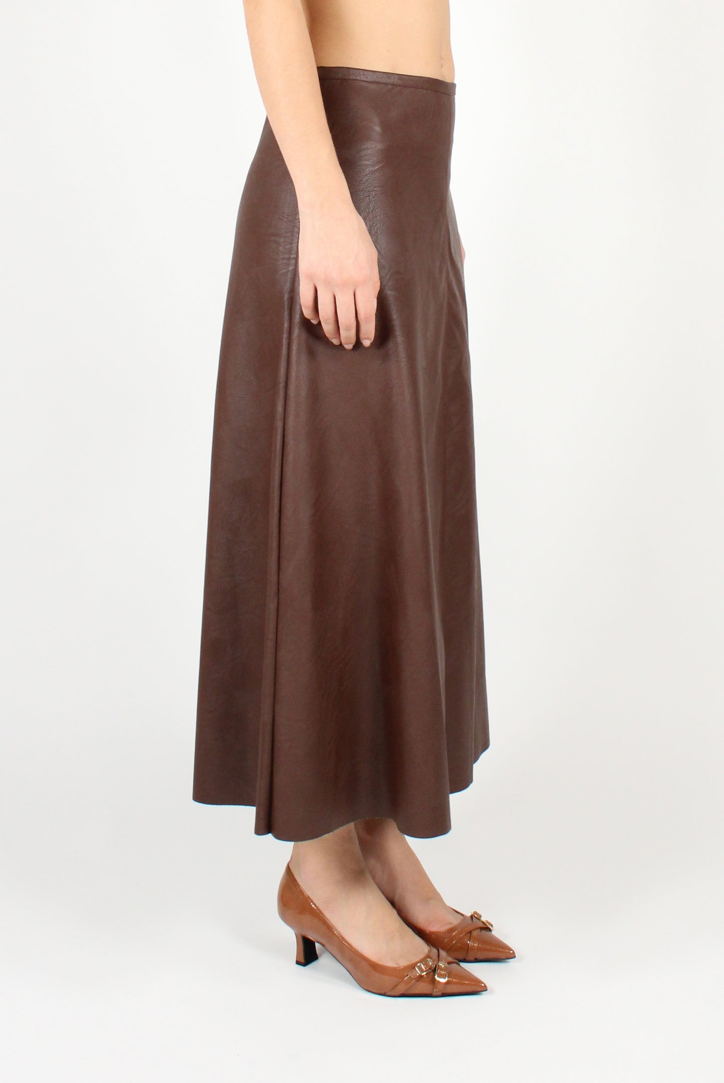 Faux Leather Midi Skirt