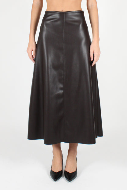 Smooth Soft Faux Leather Midi Skirt