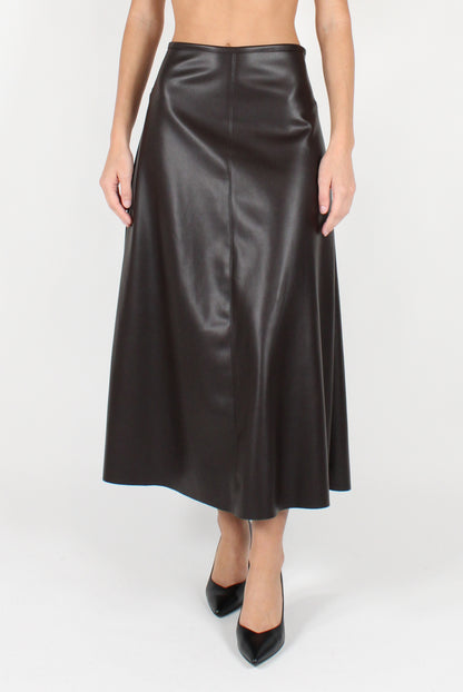 Smooth Soft Faux Leather Midi Skirt