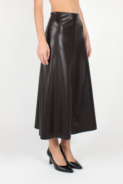 Smooth Soft Faux Leather Midi Skirt