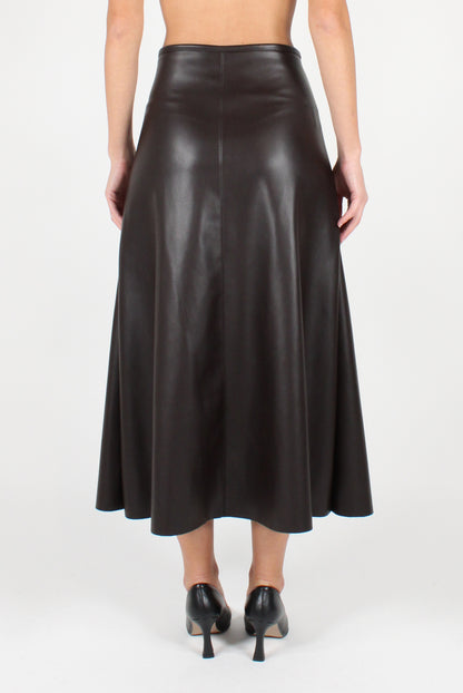 Smooth Soft Faux Leather Midi Skirt