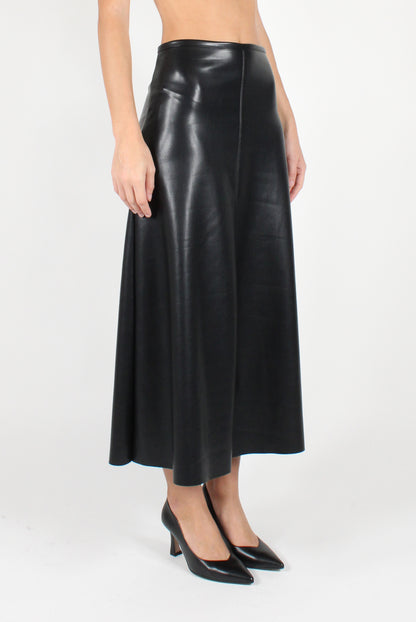 Smooth Soft Faux Leather Midi Skirt