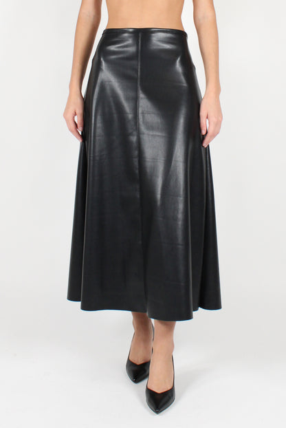 Smooth Soft Faux Leather Midi Skirt