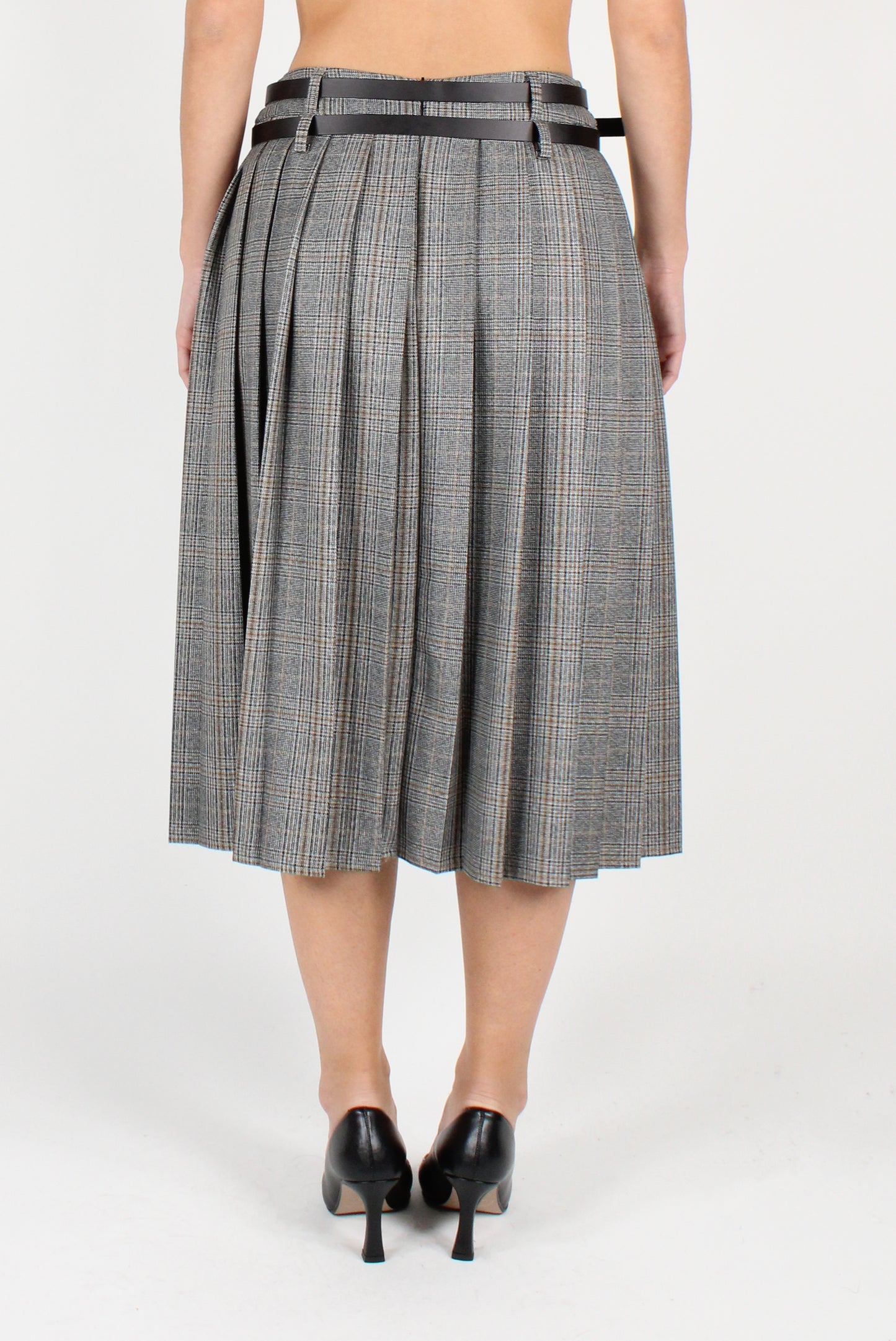 Tartan Pleated Midi Skirt