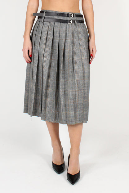 Tartan Pleated Midi Skirt