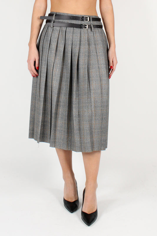 Tartan Pleated Midi Skirt