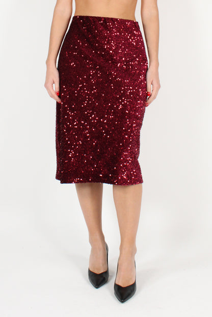 Velvet Sequin Midi Skirt