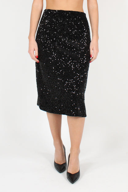 Velvet Sequin Midi Skirt