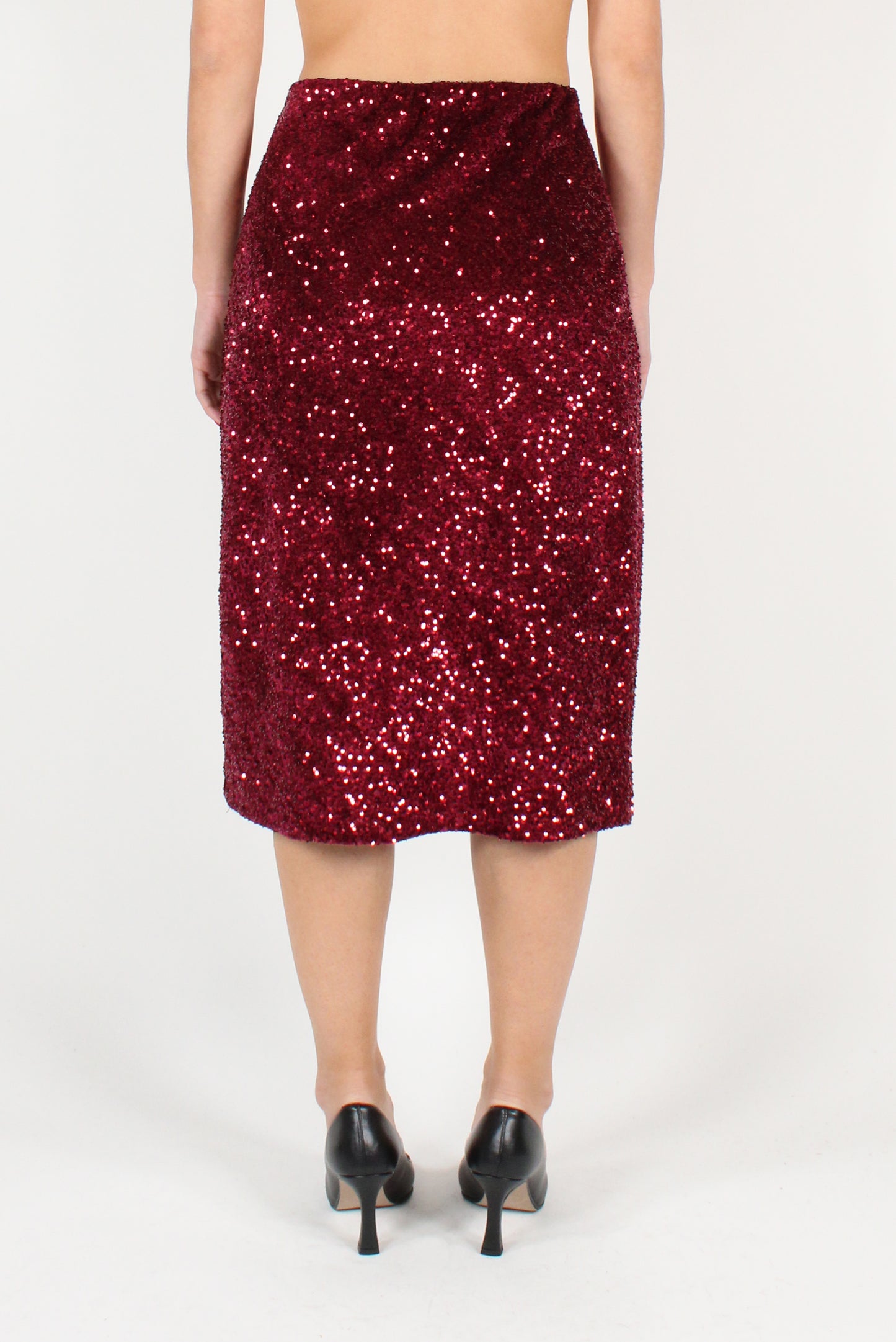 Velvet Sequin Midi Skirt