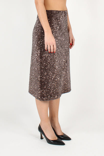 Velvet Sequin Midi Skirt