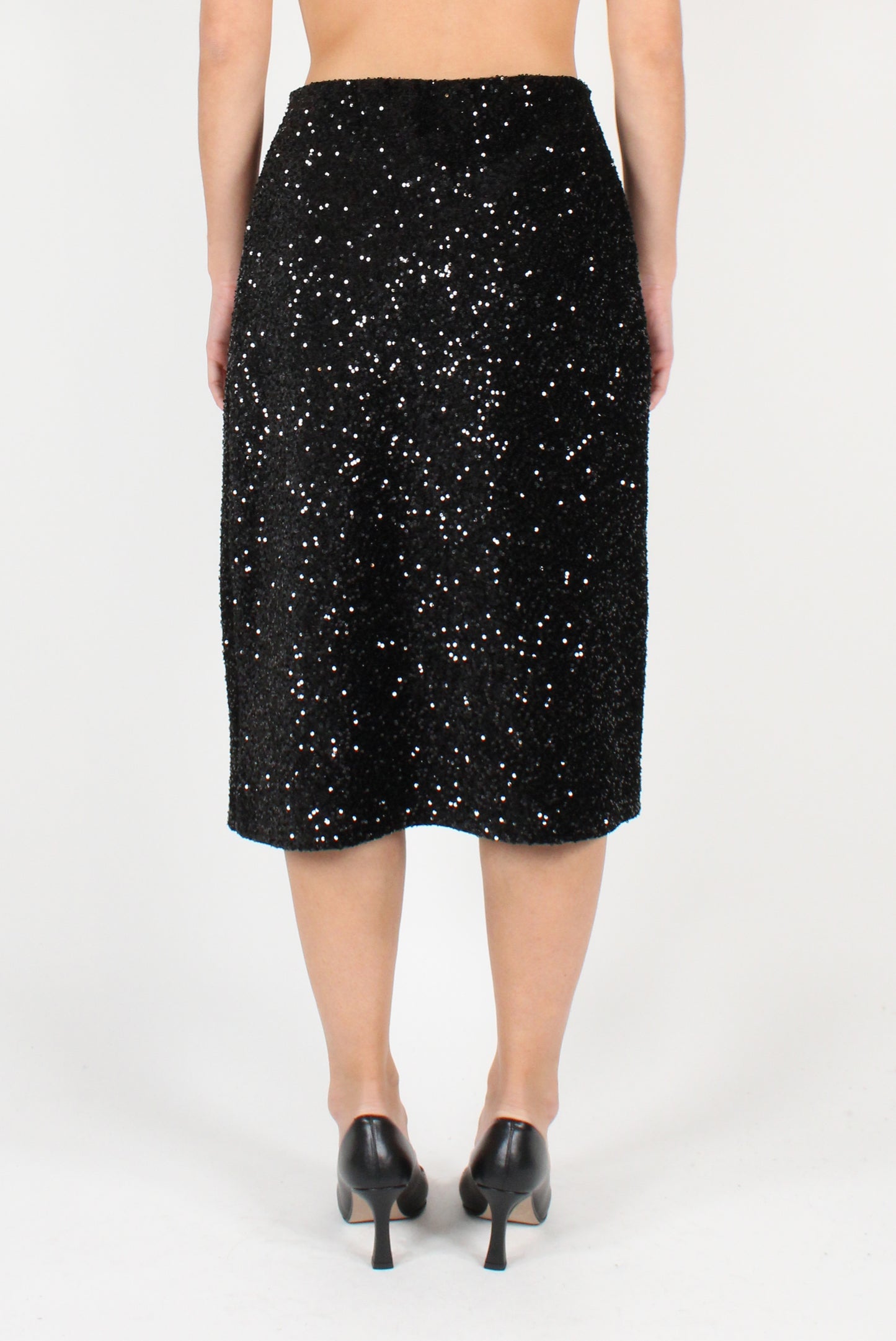 Velvet Sequin Midi Skirt