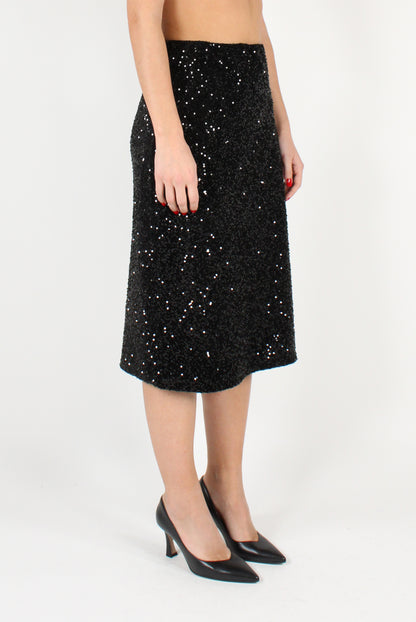 Velvet Sequin Midi Skirt