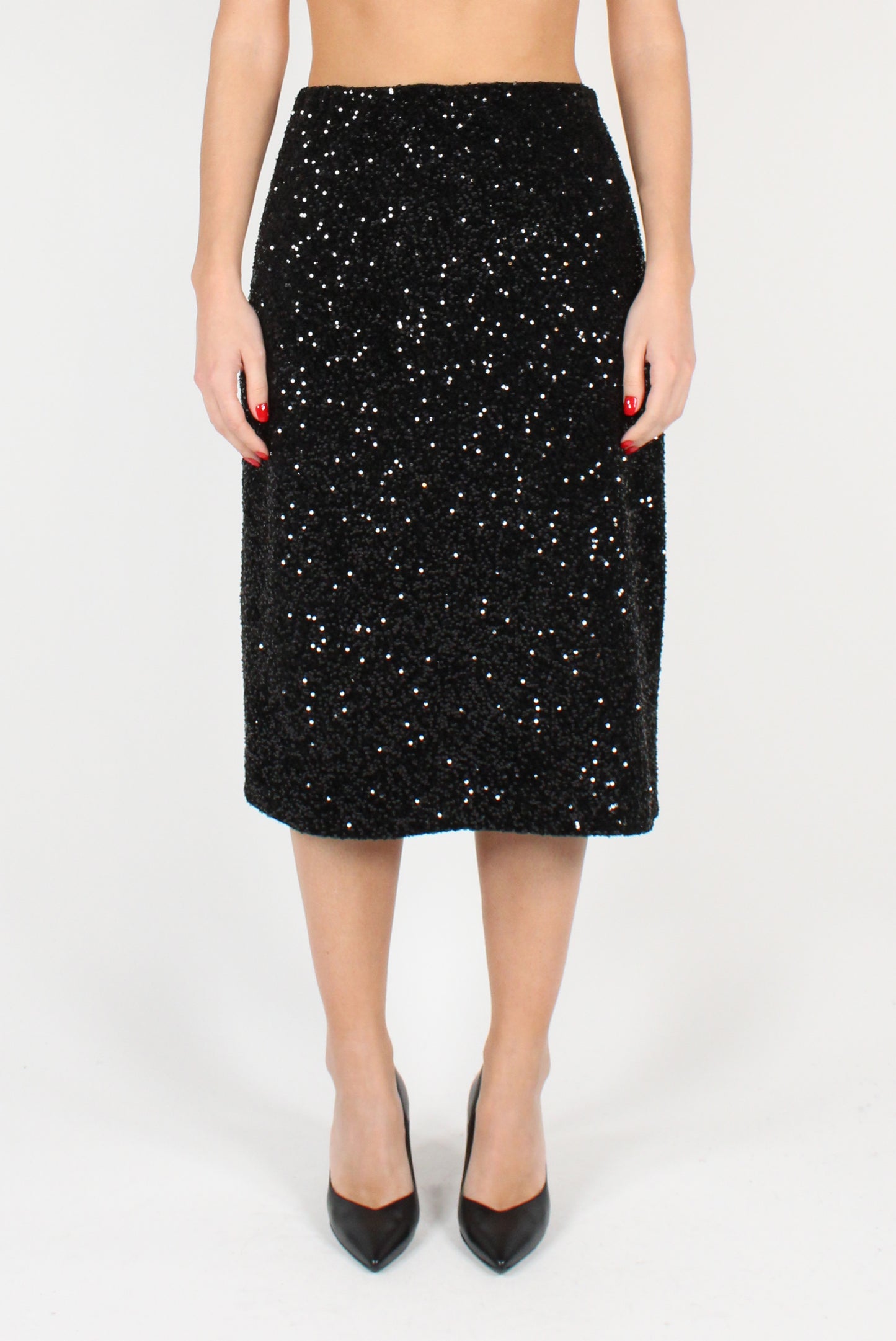 Velvet Sequin Midi Skirt