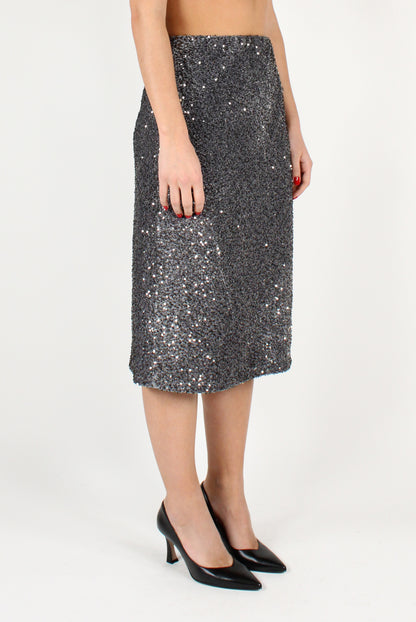 Velvet Sequin Midi Skirt