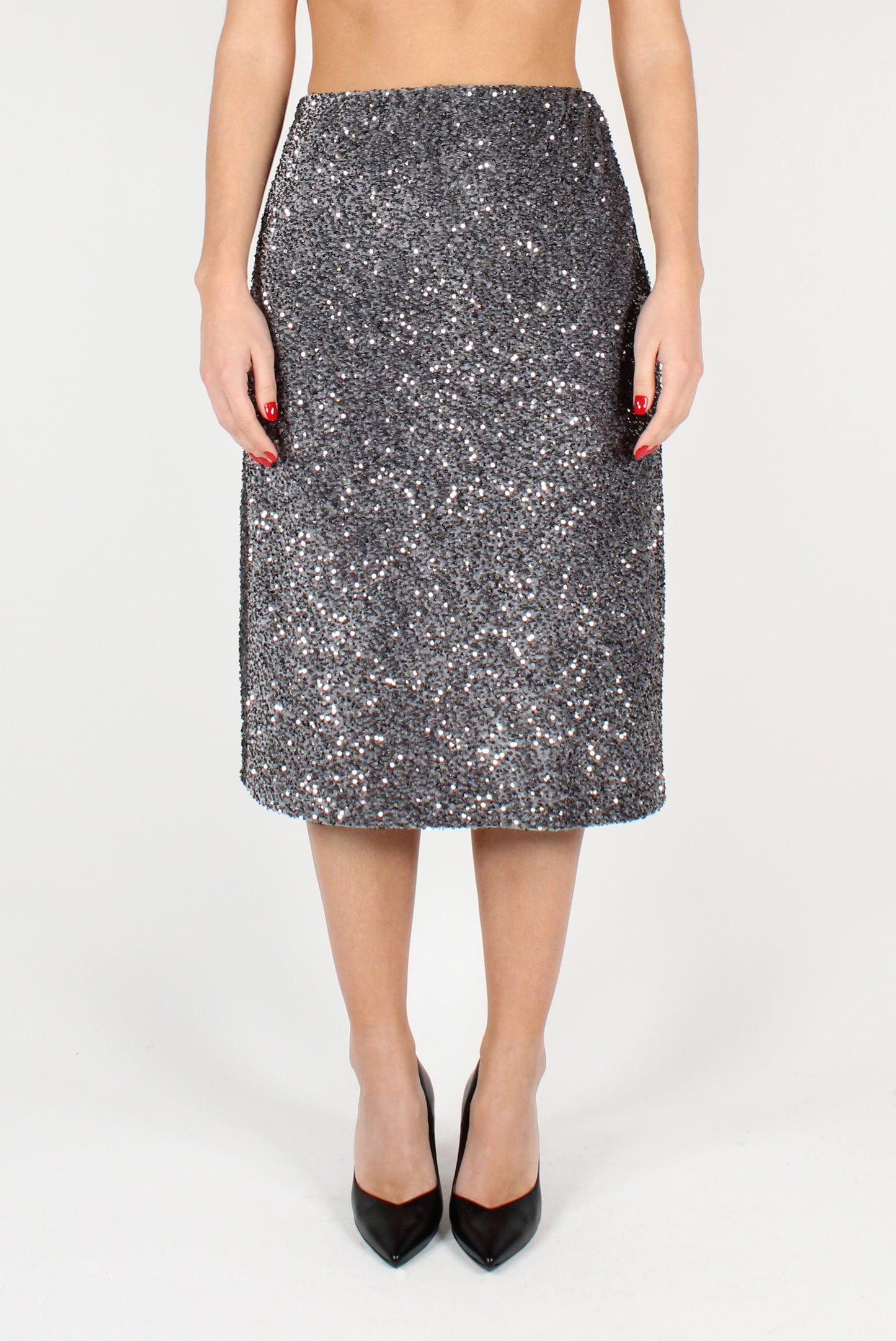 Velvet Sequin Midi Skirt