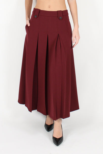 Solid Color Pleated Long Skirt