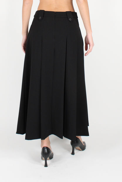 Solid Color Pleated Long Skirt